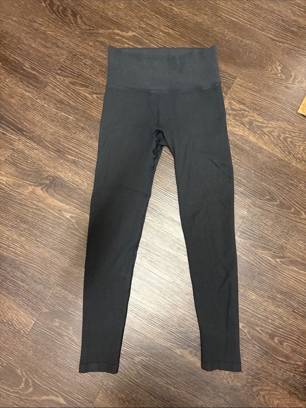 Black Ribbed High-Waist Full Length Women’s Leggings